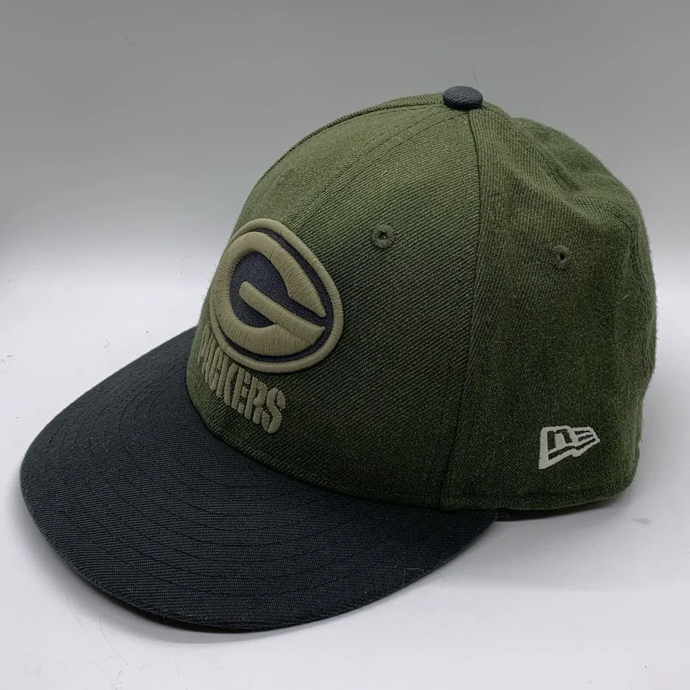Green Bay Packers Hat Cap Fitted 6 7/8 New Era 59Fifty 2018 Salute To Service